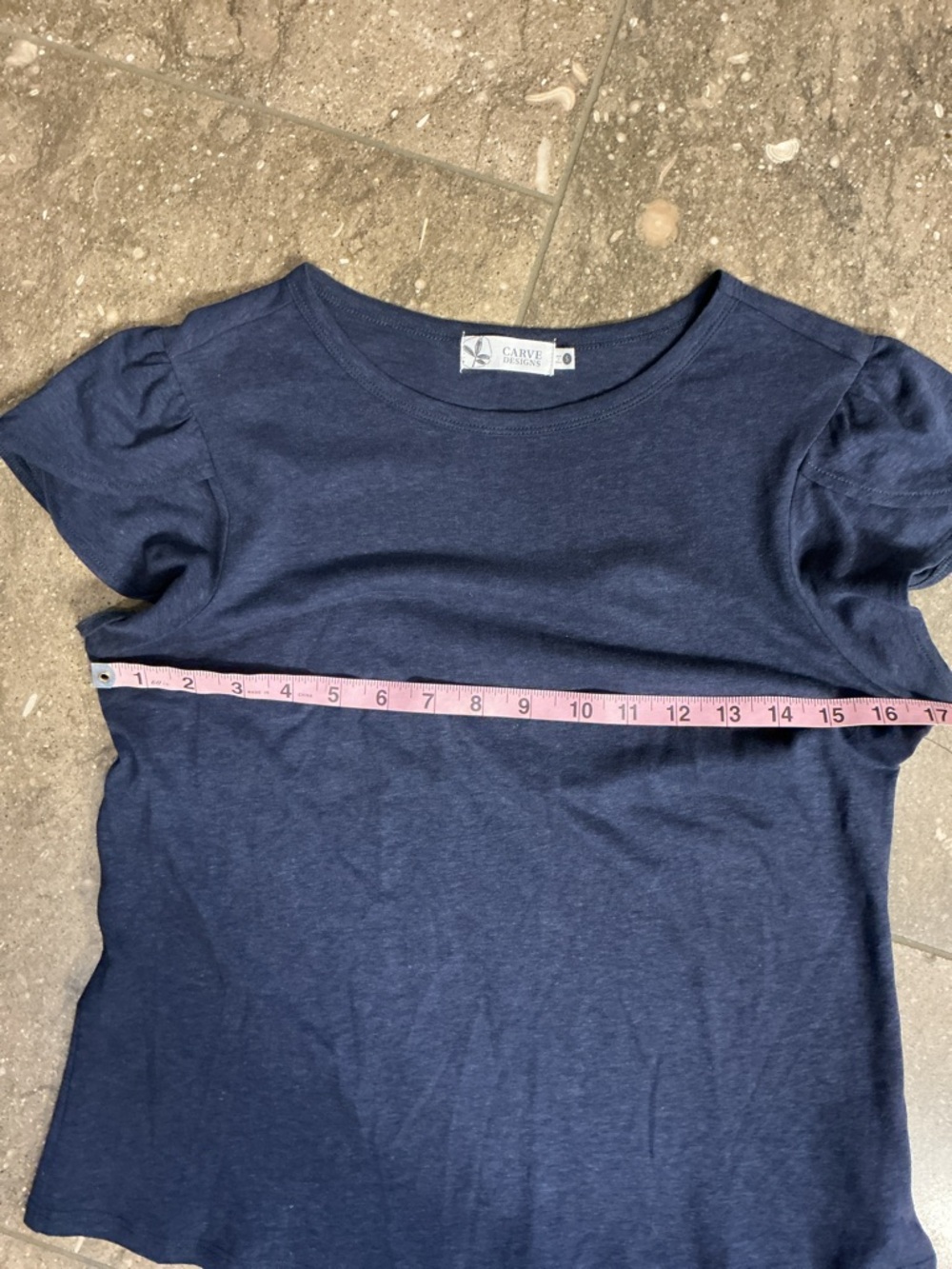 Carve Designs Navy Flutter tee, S - Picture 5 of 9